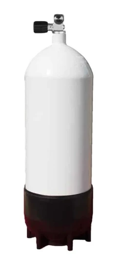 Flaske stål 15 ltr 232 bar kran og fot Inklusiv kran og fot