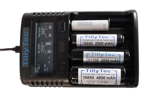 Tillytec batterilader 4 professional for 21700 /26650 /18650 og NiMh