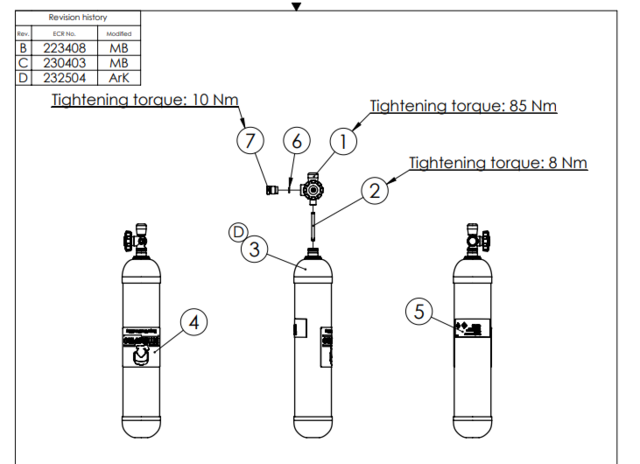 Interspiro flaske full kompositt CTS 3,5 Vanndykk 90gr flaske kran 
