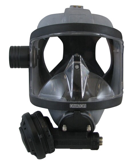 Interspiro Divator helmaske uten PV Gr&#229; natur gummi u/ friskluftsluke