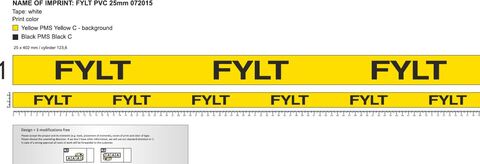 Tape med tekst gul &quot;FYLT&quot;